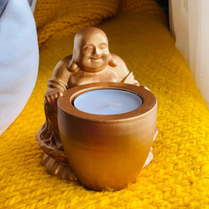 dekor buddha tealight mumluk altın